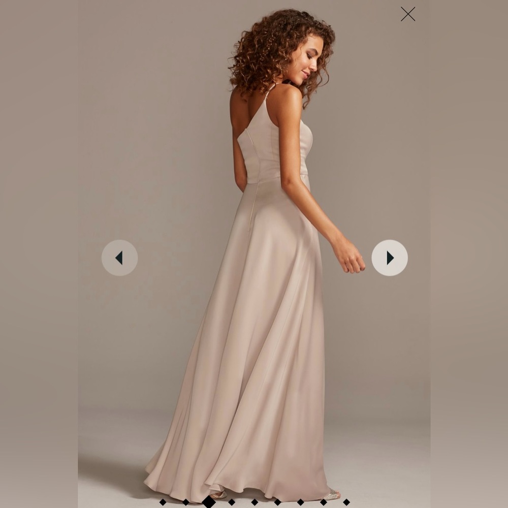 David’s Bridal crepe-back satin one-shoulder dress - Picture 2 of 4